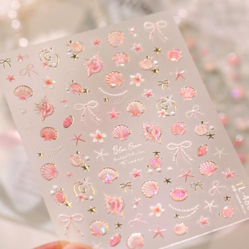 5D Embossed Under The Sea Stickers for Nail Art Jelly Fish Self-Adhesive Nail Art Decals for Women Nail Supplies Art Design Stickers (TL-486) - style: TL-486