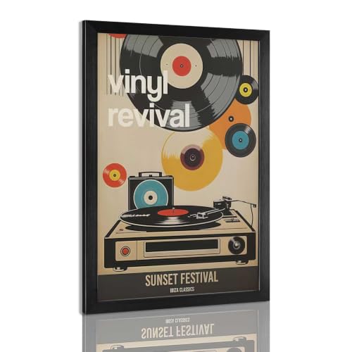 Vintage Japanese Records Poster Retro Music Records Canvas Wall Art Modern Mid Century Vinyl Lover Aesthetic Prints Painting For Home Bedroom Dorm Living Room Wall Decor 24x36in Framed - color: Multi 04 Framed, size: 24"L x 36"W
