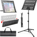 New bee Music Stand, Tri-fold Panel Foldable Sheet Music Stand - color: Black