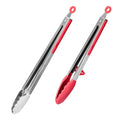 Kitchen Mama DuoEssentials Cooking Tongs Set, Red - color: Red