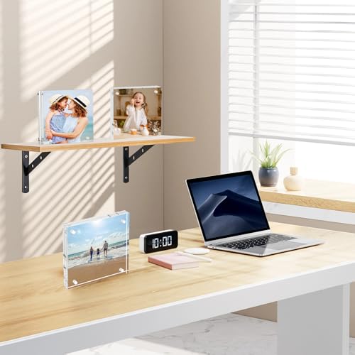 4x4 Acrylic Picture Frame 10 Pack, Clear Picture Frames Double Sided Magnetic Acrylic Frames Freestanding Photo Block Frame Desktop Display Floating Frameless Frame Stand - size: 4"x4"