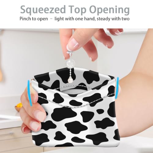 Cow Squeeze Coin Purse Pouch Small Makeup Bag for Purse - color: Cow, size: Small (4.4"x3.85")