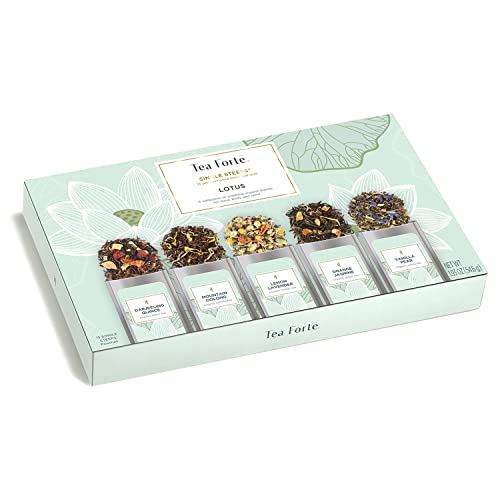 Tea Forte Single Steeps Tea Sampler, Lotus, 15 Pouches - size: 15 Count (Pack of 1)