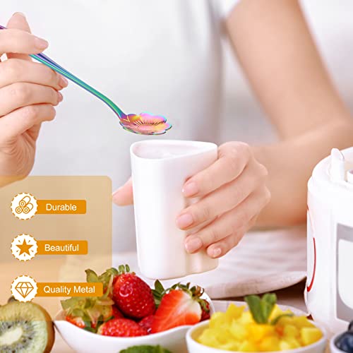 Eboot 40 Pcs Rainbow Flower Tea Spoons Set Stainless Steel Coffee Spoons - color: Rainbow