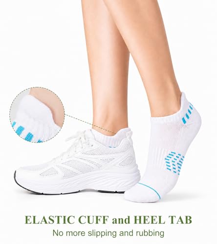 floconssy Ankle Socks for Women, Bamboo Viscose Cushioned Running Socks - color: 5 Pairs White, size: 6-9
