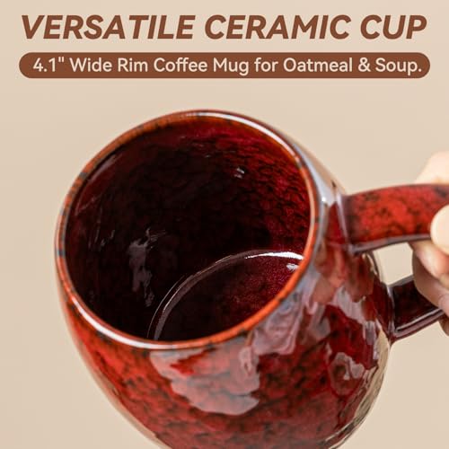 Crimson Ember Ceramic Mug, 21oz Reactive Glaze Coffee Mug, Gift for Him - color: 21OZ - Crimson Ember · POWER