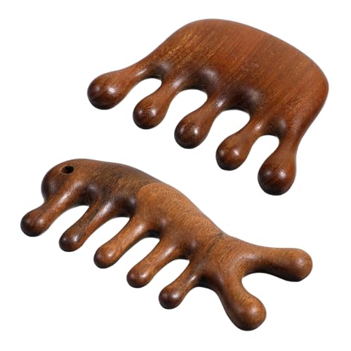 2 Pack Wooden Wide Tooth Hair Comb Head Massage Tool