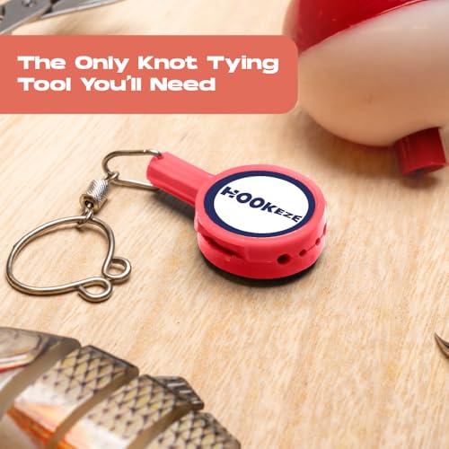 HOOK-EZE Fishing Knot Tying Tool | Protect from Fish Hooks | Tie Fishing Knots Easily | Cool Gadgets for Fishermen | Ice Fly Fishing | Fishing Accessories for Beginner Anglers | Nail Knot Tool - color: Red, style: Standard