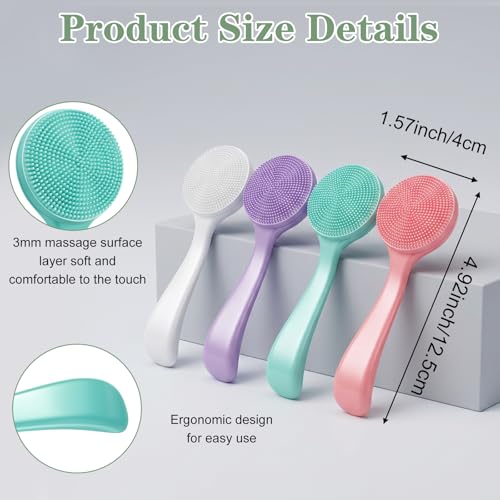4PCS Face Cleanser Brush, Silicone Face Brush Cleanser