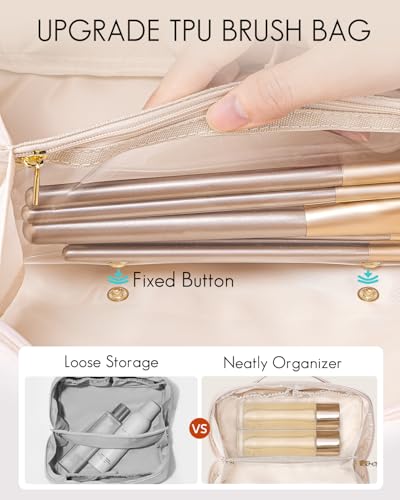VLANDO Makeup Bag,Women Travel Toiletry Case,Carry Handle,Off White - color: 05.Off White