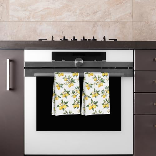 2 Pcs Flower Lemon Kitchen Towels Tea Towel - color: Multi 1600