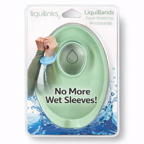 LiquiBands Face Washing Wristbands - Original Drip Catch Cuffs (Green, S/M) - color: Sage Green, size: S/M