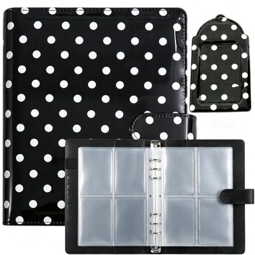  A5 Photocard Binder with 25 Pack 4-Pocket Double Sided Sleeves 6 Ring Photocard Book with 1pcs photocard holder PU Leather Cover Collector for 2x3’’ Album Cards Trading Card (Black) - color: Black
