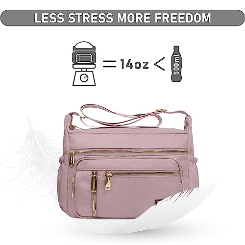 NPBAG Crossbody Bag for Women, Shoulder Purse Handbag Messenger Bag, Trendy Pocketbooks, Waterproof and Multi-Pockets - color: Silver Pink
