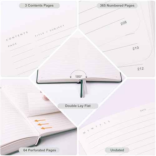 &And Per Se 365 Page Journal – A5 Hardcover Lined Notebook, One Book for the Whole Year, 100gsm Thick Paper, Numbered Pages & 3 Bookmarks, Annual Diary for Daily Writing (Blush) - color: Blush with Pattern, style: 365-Lined