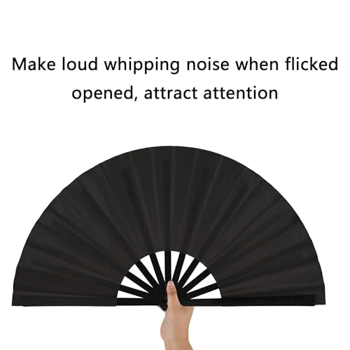 Maitys 2 Pack Foldable Fans for Rave Dancing,Black,Simple Pattern - color: Black, style: Simple Pattern