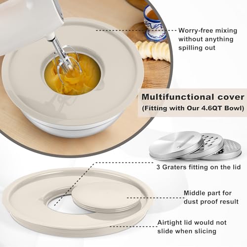 P&P CHEF Mixing Bowls with Lids Set of 6, Nesting Salad Bowl, Khaki - color: Khaki