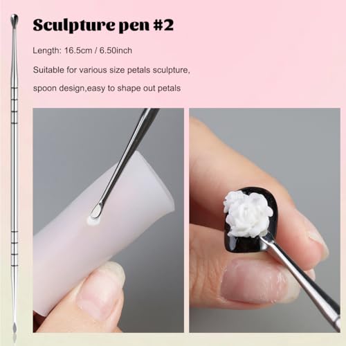 Fcozpjk Nail Art Sculpture Pen, 3PCS Double-head 3D Gel Art Sculpting Pens