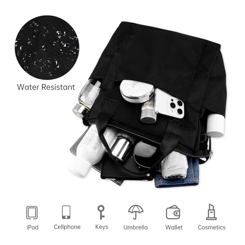 Crossbody Shoulder Bag for Women - Water Resistant Casual Handbag Purse with Multiple Pockets, Adjustable Strap - color: Black