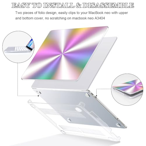 5-in-1 Printed Hard Shell Case for 2026 MacBook Neo 13 Inch A3404 - color: Cool Vibrant Purple