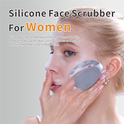 Soft Silicone Face Scrubber,Facial Cleansing Brush,Facial Exfoliation Scrub for Massage Pore Cleansing Nose Blackhead Remover Deep Scrubbing for All Kinds of Skins Men and Women - color: Black+gray