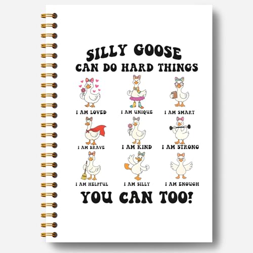 Guymn Coquette Bow Goose Inspirational Notebook, Positive Affirmation Journal for Kids Girls, Goose Can Do Hard Things Motivational Hardcover Spiral Notebooks Journals 5.5x8.3 Inch - color: Section 6