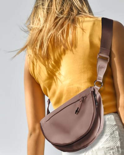 Crescent Bag for Women,Medium Nylon Crescent Bag Single Shoulder Bag - color: Crossbody bag-Brown