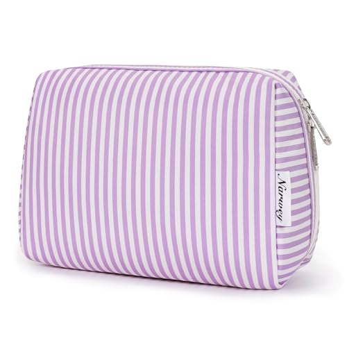 Narwey Makeup Bag Travel Toiletry Bag, Cosmetic Bag for Women Girls - color: A-Purple Stripe, style: Large