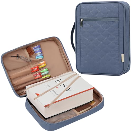 FINDCOZY Bible Cover for Women, Large Carrying Case for Regular Bible - color: Blue-Grey, size: Large