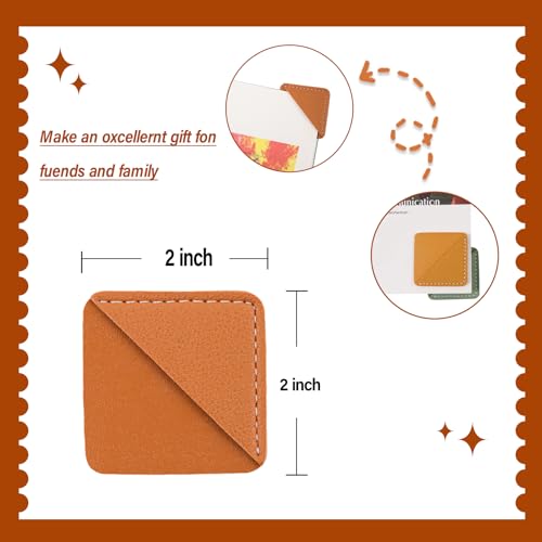 Leather Corner Bookmark, Wayzton 6 Pcs Square Page Book Marks for Women, Kids, Book Accessories for Reading Lover, Cute Handmade Book Reading Gift for Book Lovers - color: Square