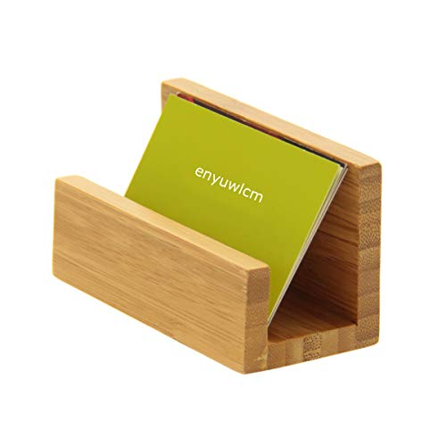 1 Pack Bamboo Wood Desktop Business Card Holder for Desk Sturdy Business Card Display Stand for Office Suitable for Men Women