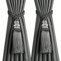2 Pack Curtain Tiebacks with Tassel, Charcoal - color: Charcoal, size: 2