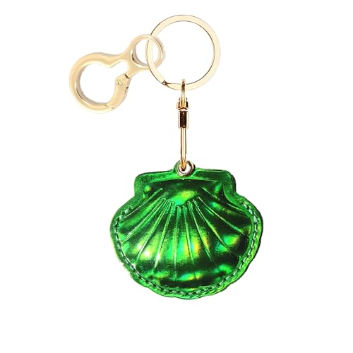 Leather Keychain holder Protective Case Compatible with Apple AirTag - color: Green