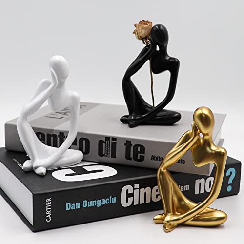 Thinker Statues and Sculptures, Resin Thinker Statue Ornaments, Abstract Style Sculptures, Housewarming Gifts, Housewarming Decorations, Living Room Dining Desk Decorations(Black Right, Small) - color: Black Right, size: Small