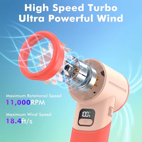 AMACOOL Portable Handheld Turbo Fan, Max 20 Hours Runtime, Gifts for Women - color: Red
