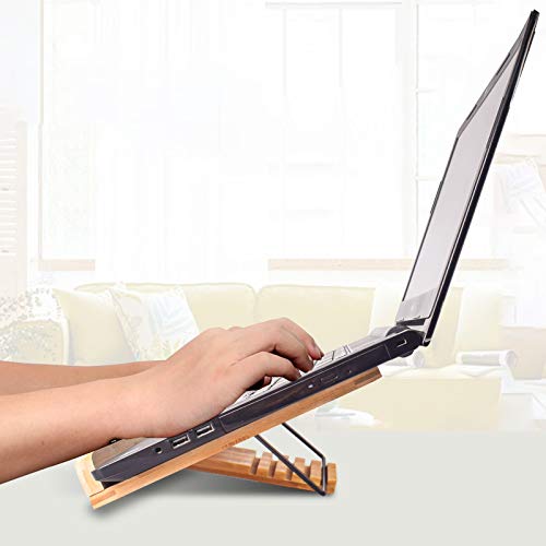 wishacc Bamboo Book Stand Cookbook Holder with 5 Adjustable Height 13.2 x 9.2 - size: 13.2 x 9.2 inches