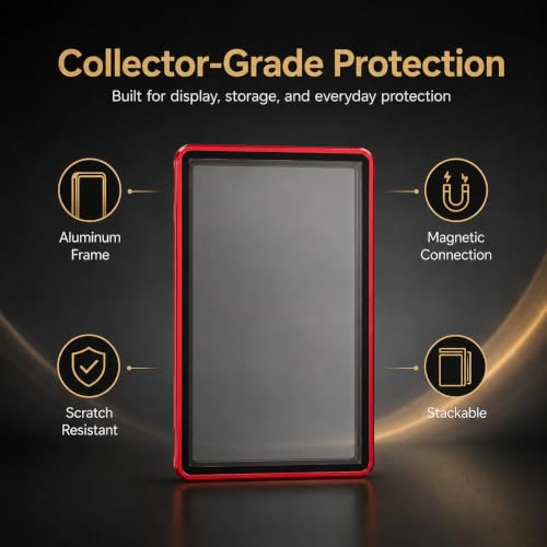 PSA Slab Case, Magnetic 9-Point Lock Display Protector, Red - color: Red