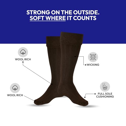 Scottish Bubbles And Square Kilt Hose for Men, Ribbed Socks for USA Shoe Sizes - color: Brown, size: X-Large