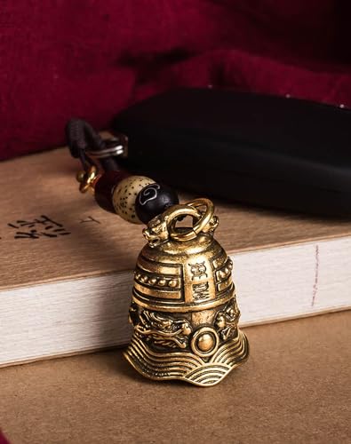 Brass Decorative Bells Keychain, Hanging Lucky Bell for Car Keys or Backpack as Good Luck Charms - style: Dong Huang Bell