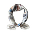 JERLA 100% Mulberry Silk Neck Scarf 21"x21" Small Square Scarfs for Women Gift Packed - color: Beige Flowers and Birds