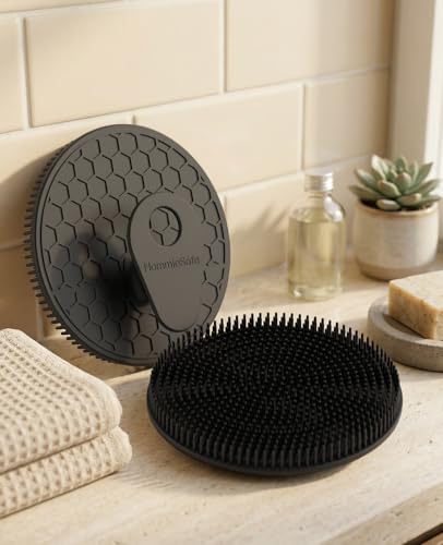 Soft Silicone Shower Brush Body Wash Bath Exfoliating Skin Massage Scrubber - color: Black+mint