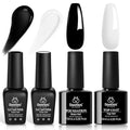 Beetles Black and White Gel Polish, 4Pcs Gel Polish Kit - color: 0-0-Black White Colors