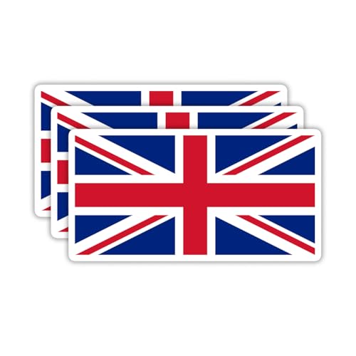 (3PCS) United Kingdom Flag stickers, Countries Flag Stickers - Waterproof Vinyl Decals For Laptops, Tumblers, Water Bottles, Books, Scrapbooks, Size 3 x 1.7 Inch - color: United Kingdom