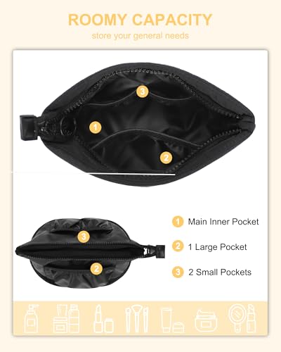 Relavel Mini Makeup Bag, Cute Toiletry Bag Organizer, Black - color: 01-Black, size: Mini