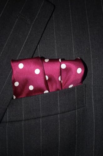 Royal Silk Polka Dot Pocket Square - 17" Handkerchief - 12mm Silk Twill - 100% Silk - color: Sangria
