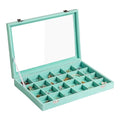 Frebeauty 24 Grid Earring Organizer,Velvet Jewelry Tray with Clear Lid - color: Turquoise, size: 24 Grid