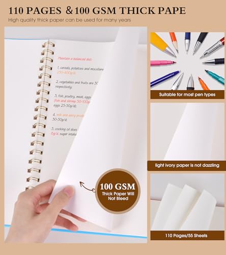 Blank Spiral Notebook Journal 8.5” x 11”, A4 Large Sketch Book for Women Men, 100 GSM Blank Paper Drawing Notebook, Plastic Hardcover Spiral Bound Sketchbook for Sketching Work School Writing, Blue - color: Blue, size: Plain