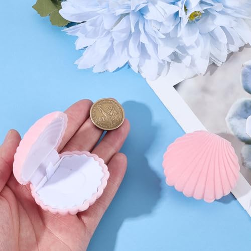 2Pcs Velvet Shell Ring Box Pink Shells Shaped Earring Jewelry Storage Case Showcase Display Organizers Decorative Holder Small Gifts Boxes for Rings Necklace Pendants Accessories - color: Pink