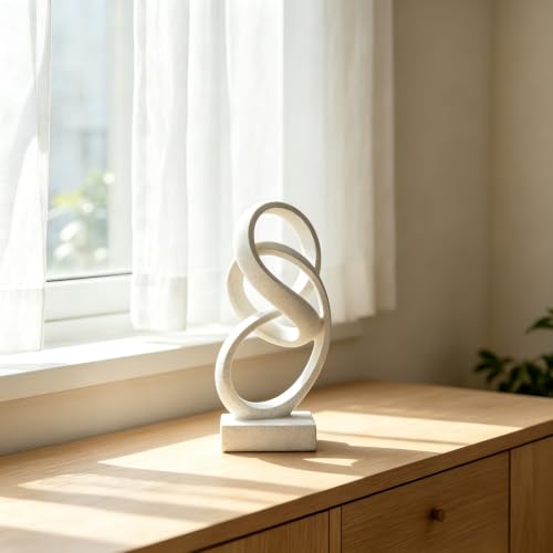 10" Modern Abstract Ribbon Decorative Sculpture, Knot Sculptures,Home Decor,Coffee Table Statues,Dining Living Room Desk Decor（White） - color: 10" Light Gray