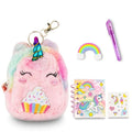 VOTUM Unicorn Keychain Charm for Backpacks, Purses, Handbags, Car Keys with Stationery Set - Includes Mini Notebook, Gel Pen, Eraser, Stickers - Portable & Fun Gift for Tweens Ages 8+ - style: Unicorn